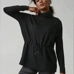 Athleta Black Allure Cinch Drawstring Mockneck Sweatshirt